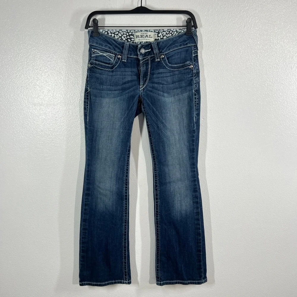 Ariat R.E.A.L. Low Rise Stretch Rosy Whipstitch Boot Cut Jeans 27 Lakeshore Wasg - Picture 2 of 9